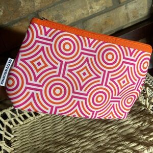 NWOT Jonathan Adler Pink & Orange Geometric Zip Cosmetic Pouch